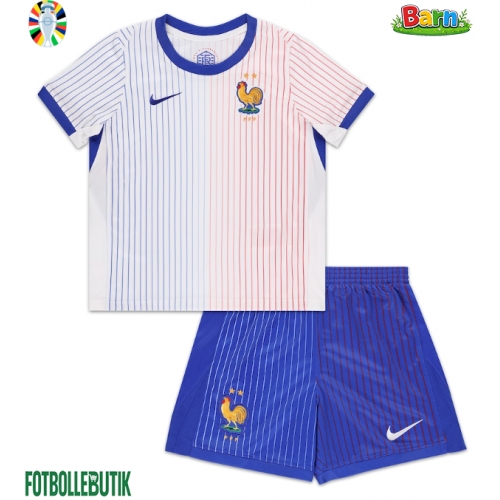 Frankrike Bortaställ Barn EM 2024 Kortärmad (+ Korta byxor)